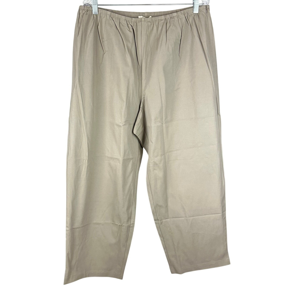 Eileen Fisher Organic Stretch Cotton Twill Slim Ankle Pant Stone Women's 2X NEW